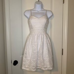 White, lace, spaghetti strap dress.